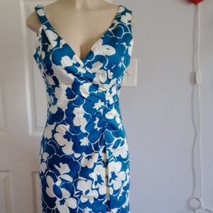Floral Blue and White Dress